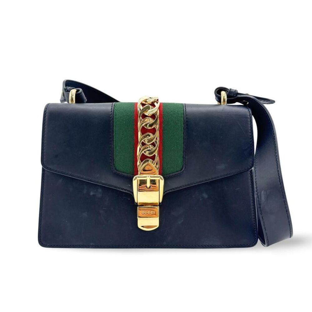Gucci Sylvie Small Shoulder Bag Navy